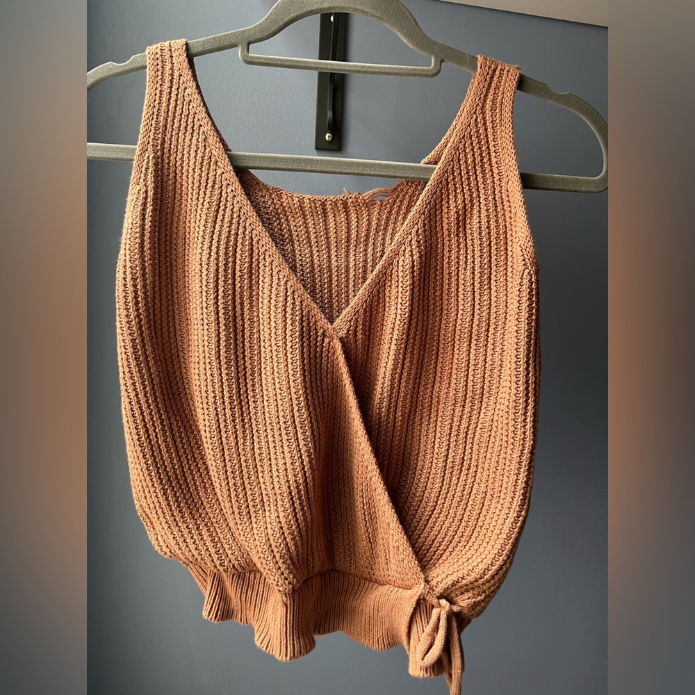 Tan Crochet Wrap Tank